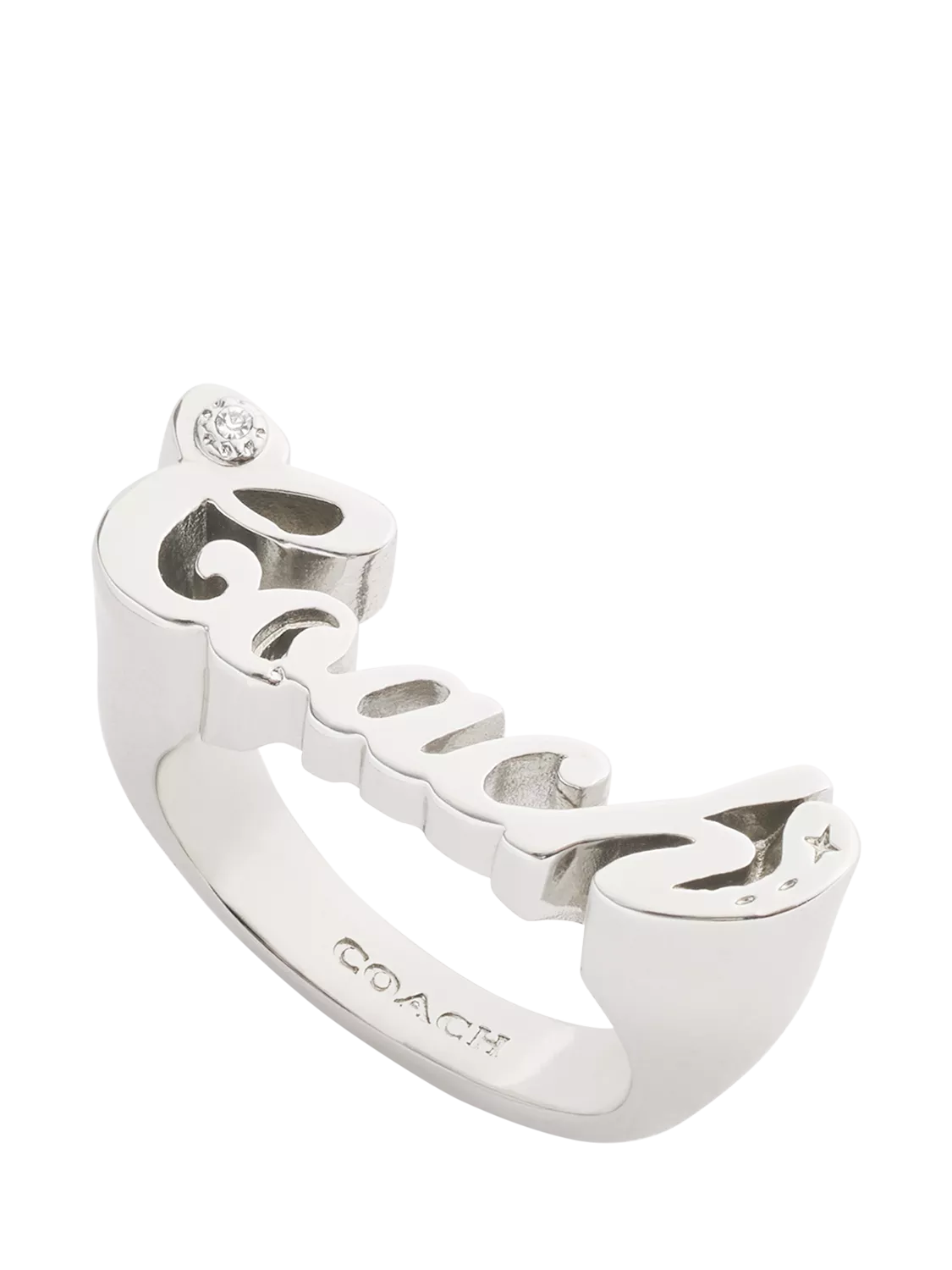Coach name plate ring rhodium size O - British product