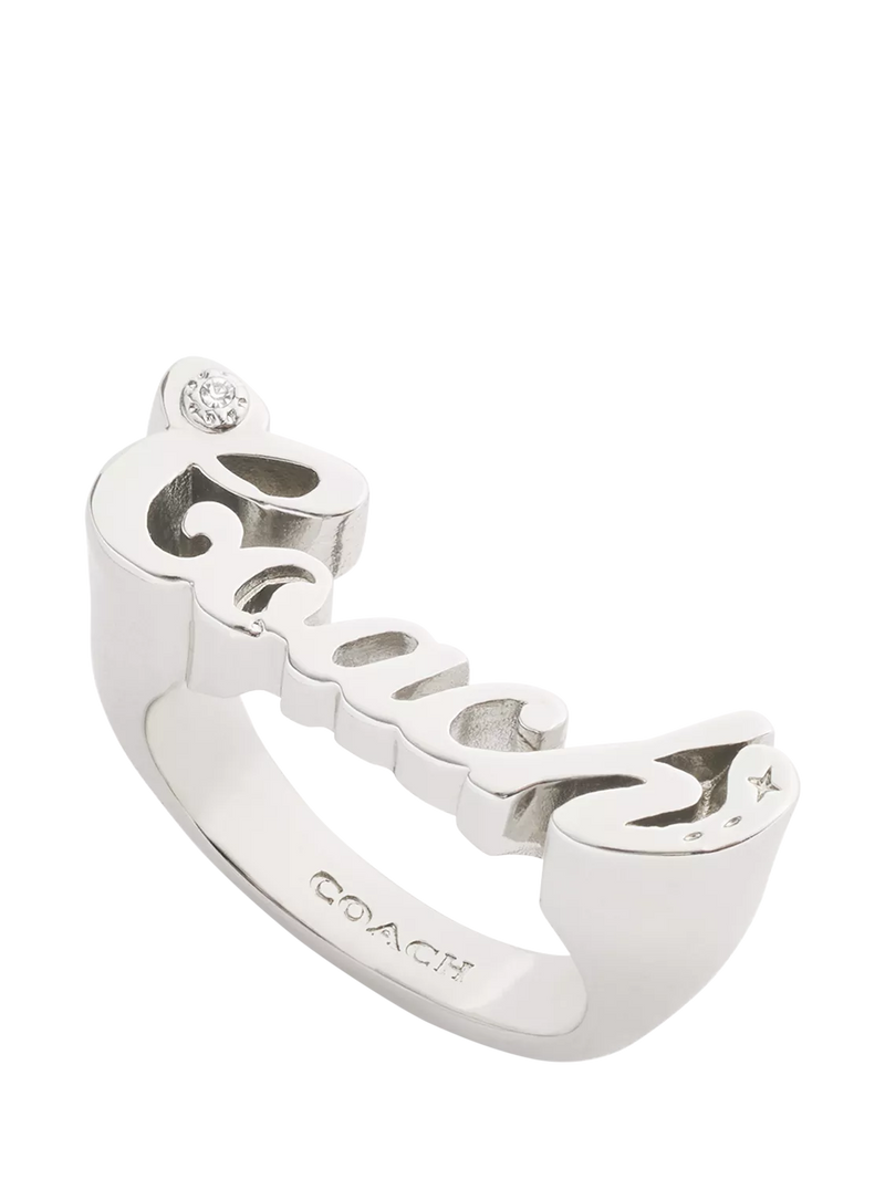 Coach name plate ring rhodium size O - British product
