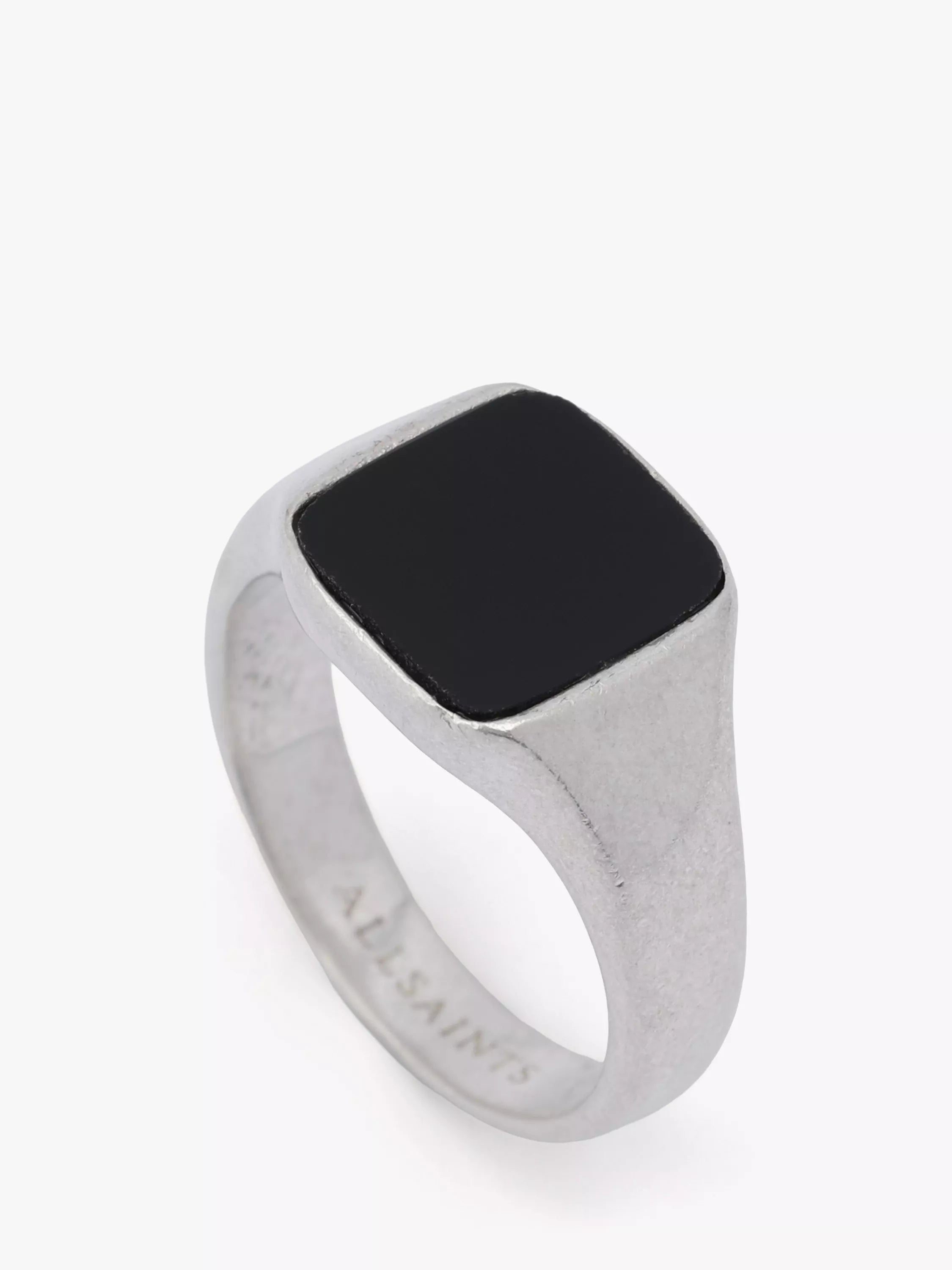 AllSaints sterling silver onyx signet ring medium (British brand)