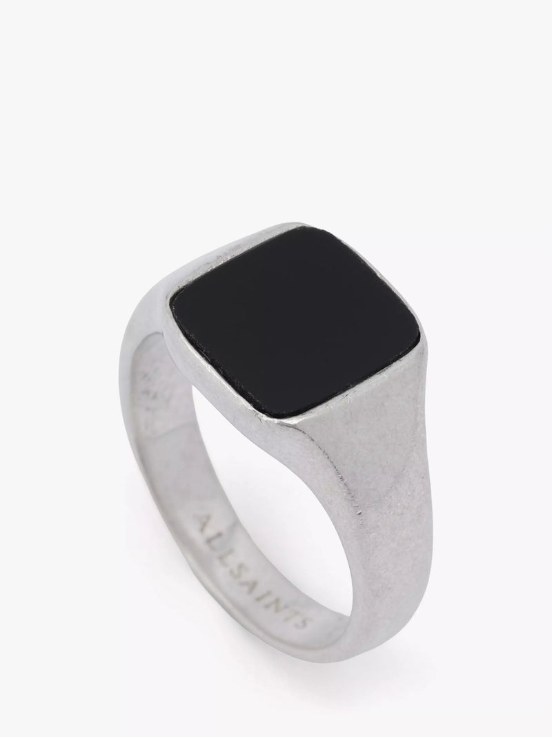 AllSaints sterling silver onyx signet ring medium (British brand)