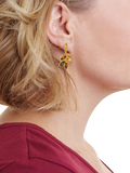 Be-Jewelled Baltic amber leaf drop stud earrings in gold multi, UK version