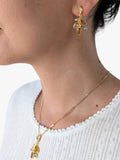 Be-Jewelled Baltic amber leaf drop stud earrings in gold multi, UK version