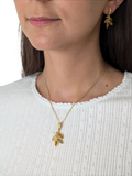 Be-Jewelled Baltic amber leaf pendant necklace gold plated sterling silver, UK version