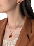 Be-Jewelled Baltic amber clover pendant gold cognac, imported from the UK