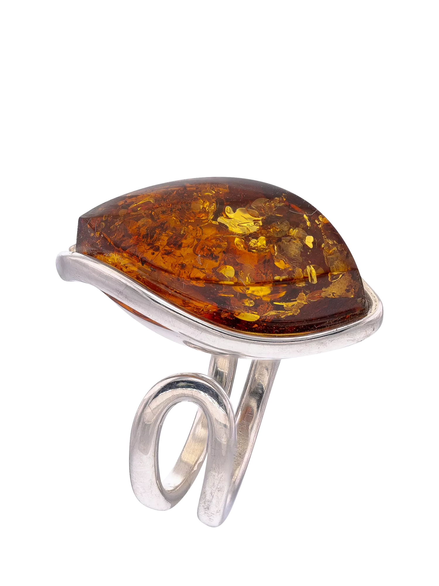 Be-Jewelled Baltic Amber Marquise adjustable ring, UK version