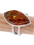 Be-Jewelled Baltic Amber Marquise adjustable ring, UK version