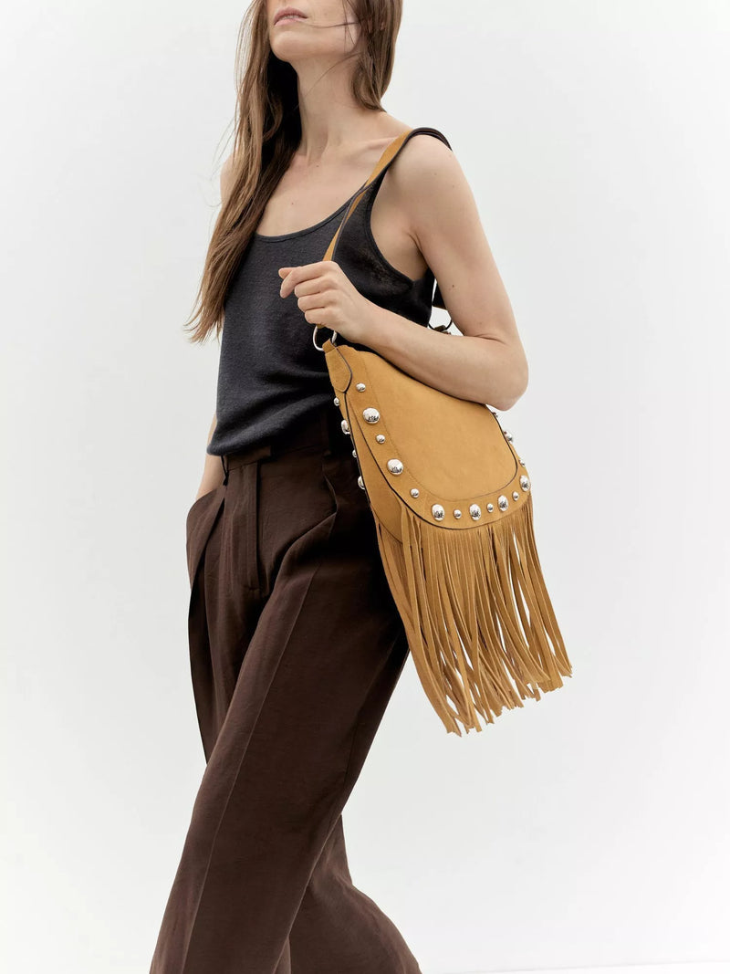 Mango Gari suede hobo bag leather handbag (British brand)