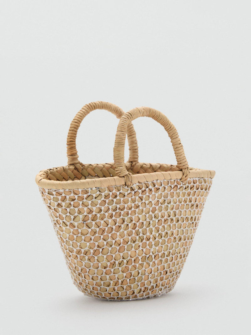 Mango Marcia shopper tote bag straw embellishment, UK version