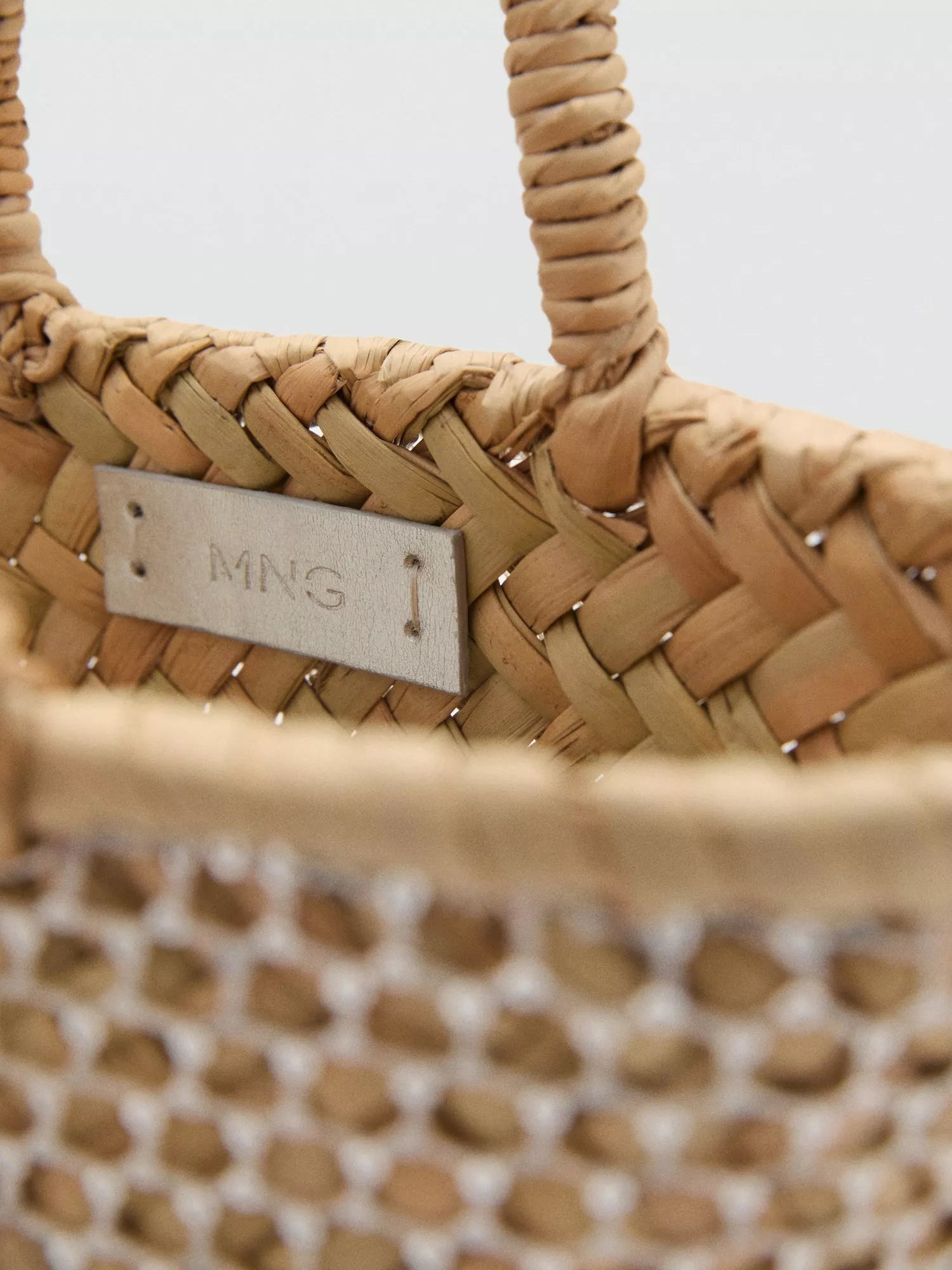 Mango Marcia shopper tote bag straw embellishment, UK version