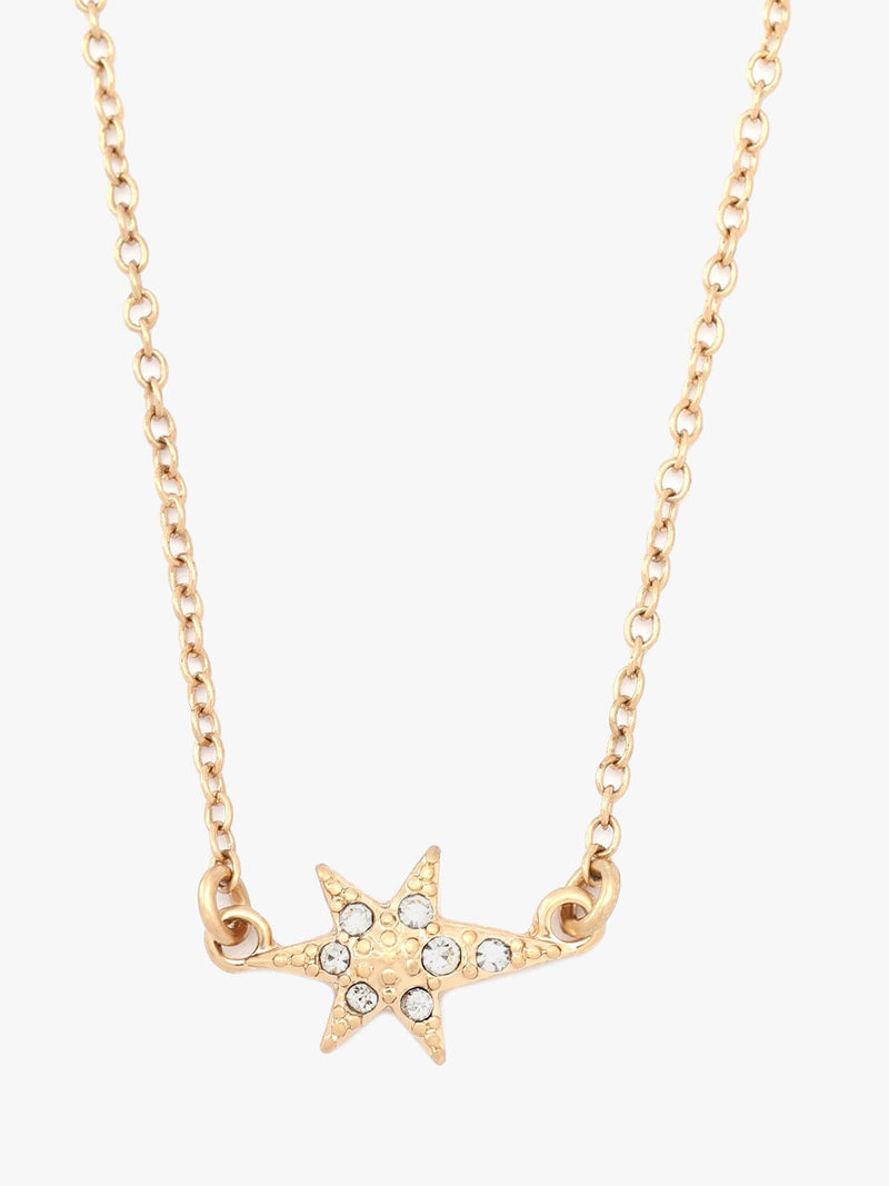 AllSaints star pave necklace and earrings set gold, UK version
