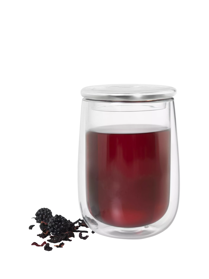 AdHoc double wall glass cup with tea infuser, UK version