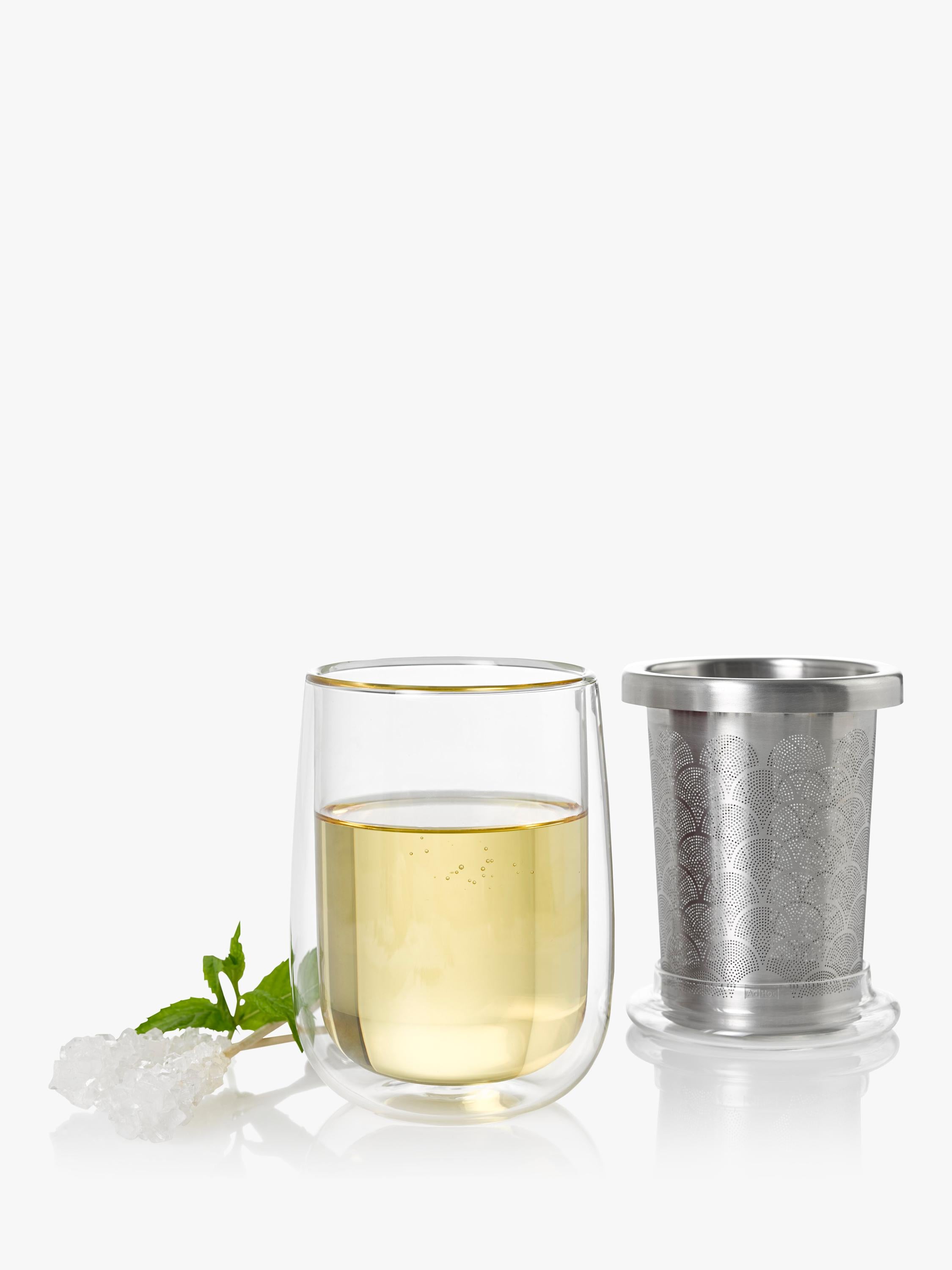 AdHoc double wall glass cup with tea infuser, UK version