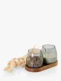 AdHoc milk sugar glass set, acacia wood coaster, imported from the UK