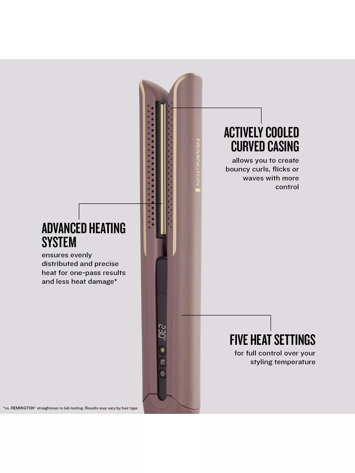Remington AIRvive Slim hair straightener mauve, imported from the UK