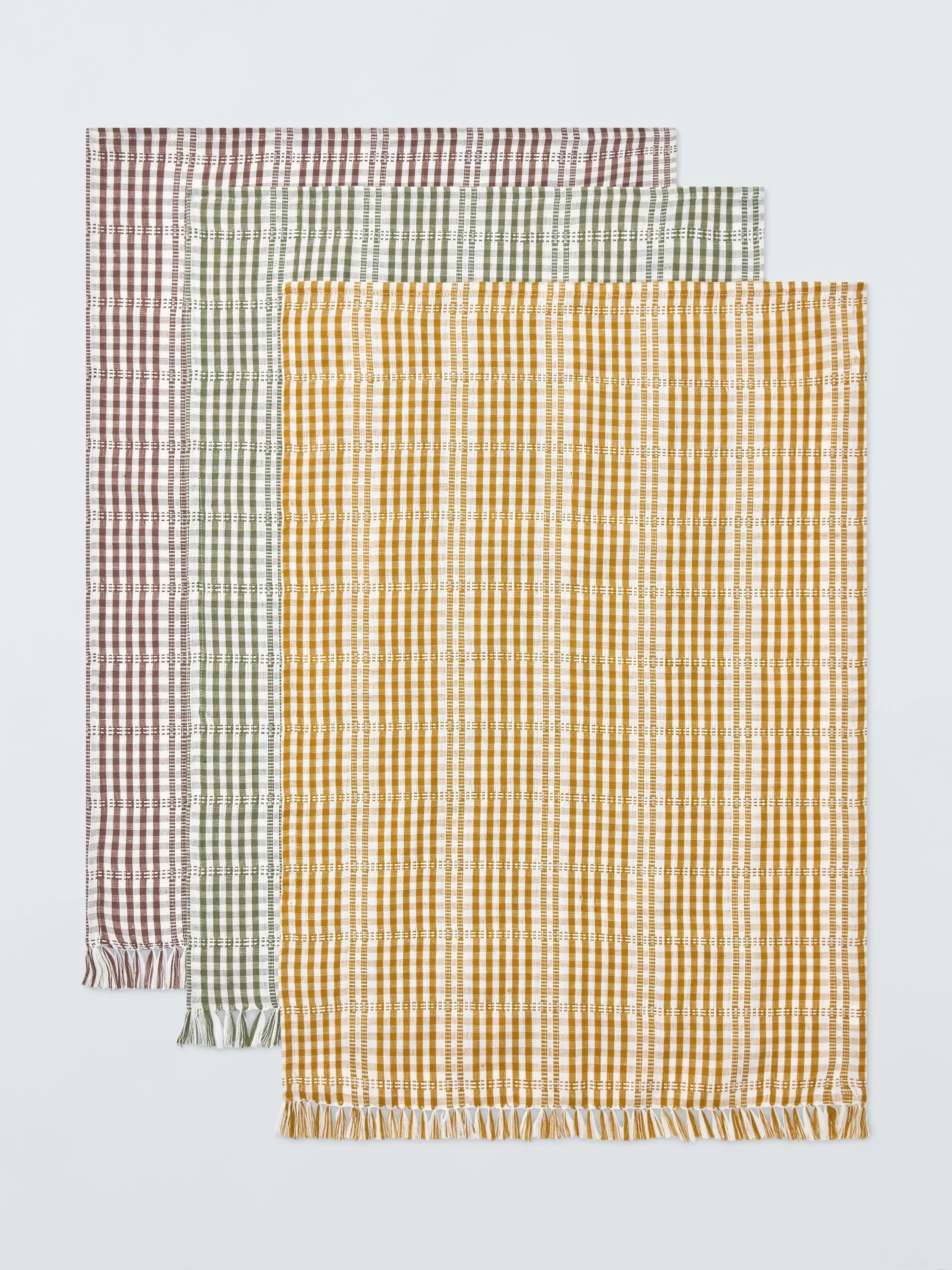 John Lewis farmhouse check cotton tea towel set of 3 - British product
