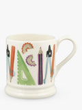 Stationery Pattern Half Pint Earthenware Mug 300ml