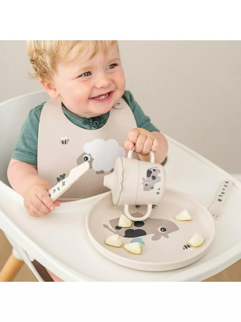 Done by Deer silicone bib with pocket and adjustable neck - British product