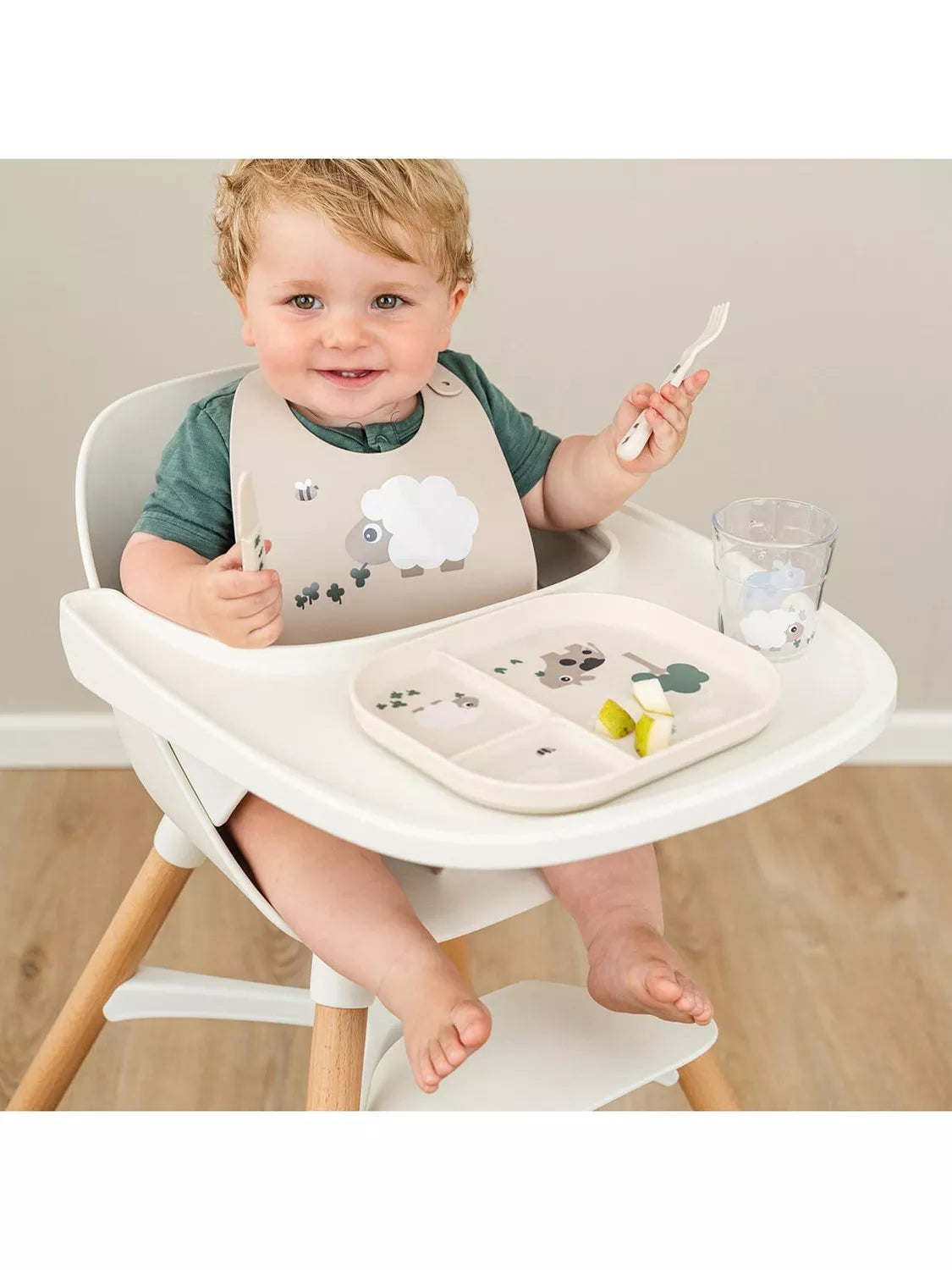 Done by Deer silicone bib with pocket and adjustable neck - British product