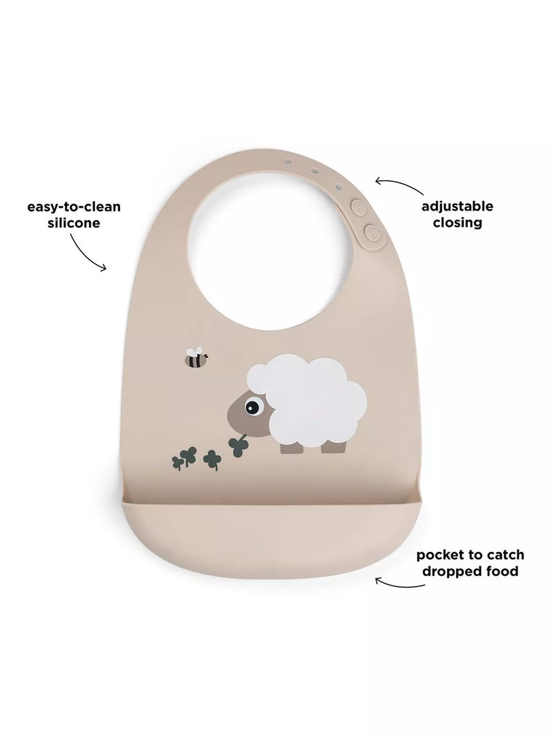 Done by Deer silicone bib with pocket and adjustable neck - British product