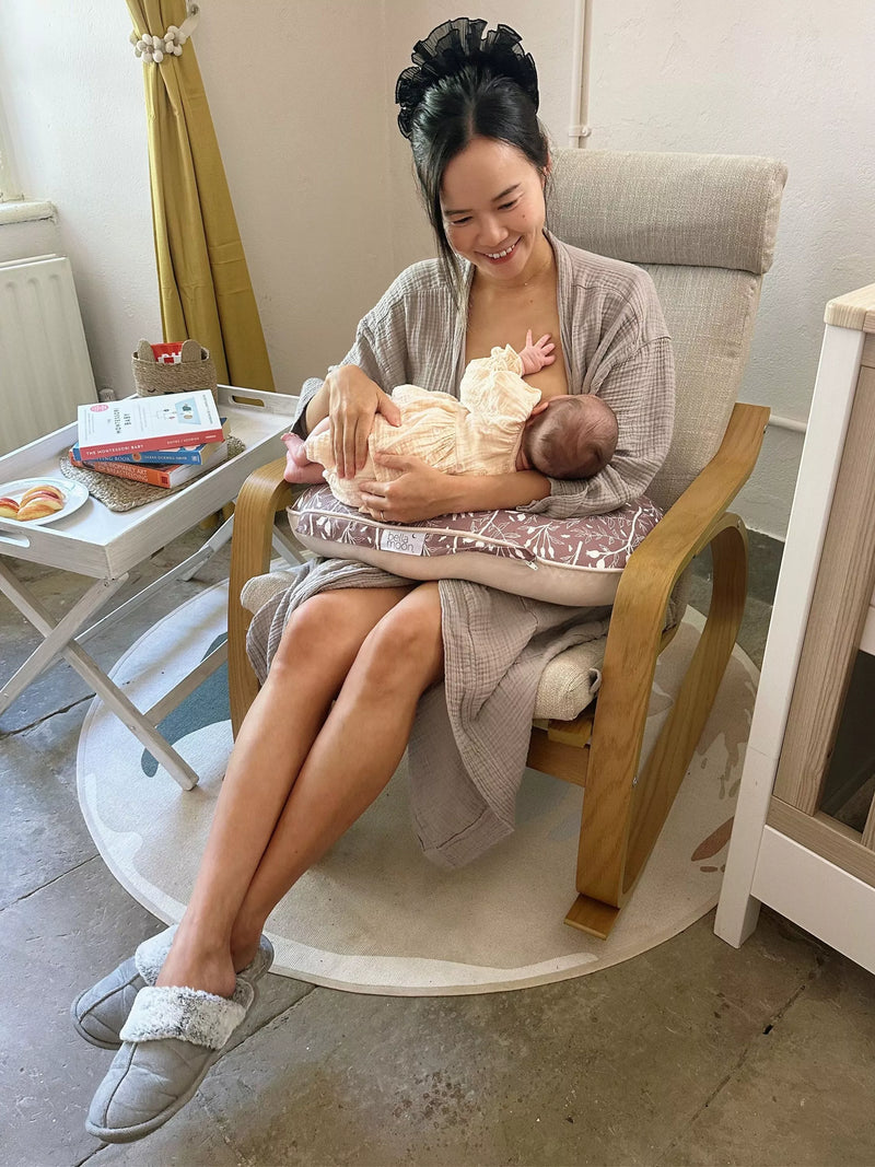 BellaMoon Mini-Moon nursing pillow in rosehip, imported from the UK