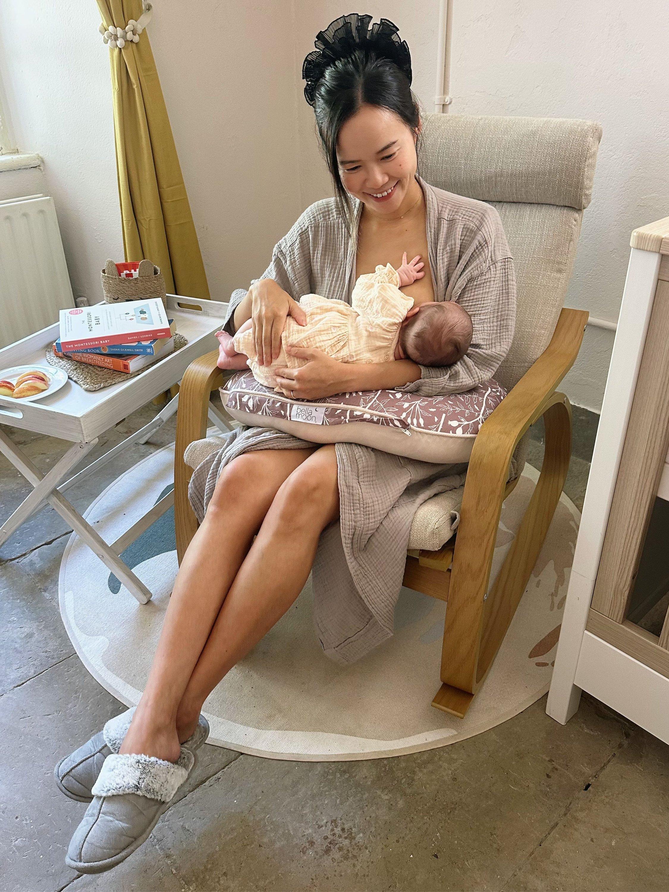 BellaMoon Mini-Moon nursing pillow in rosehip, imported from the UK