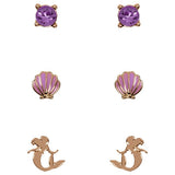 Disney gold purple crystal stud earrings set - British product