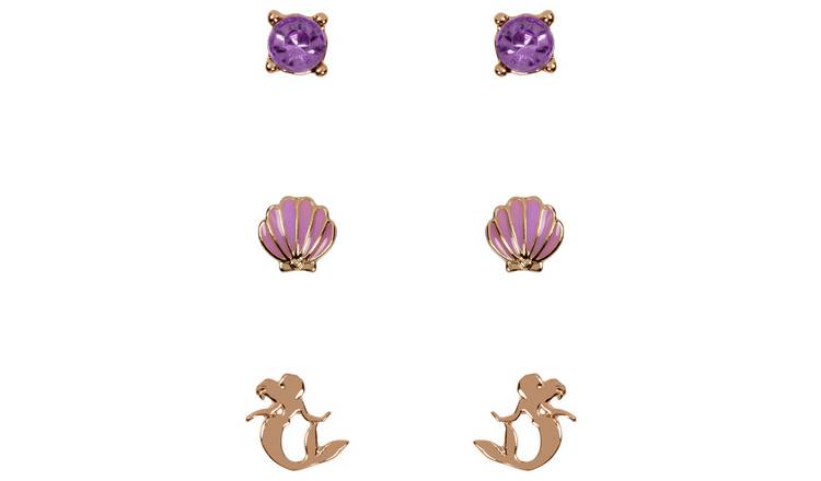 Disney gold purple crystal stud earrings set - British product
