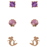 Disney gold purple crystal stud earrings set - British product