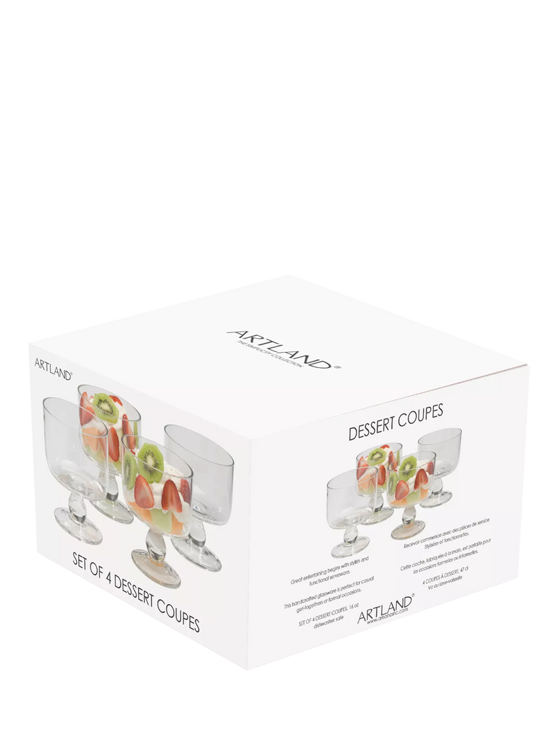 Artland glass dessert coupe bowls set of 4, imported from the UK