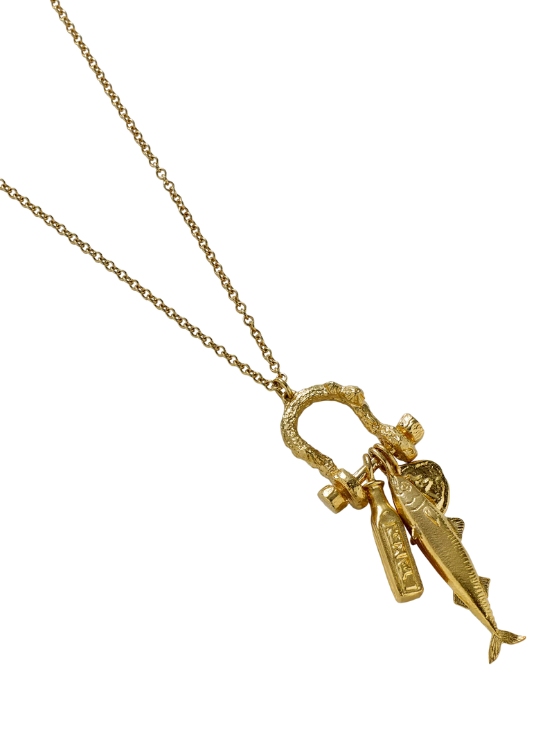 Alex Monroe gold charm necklace, UK version