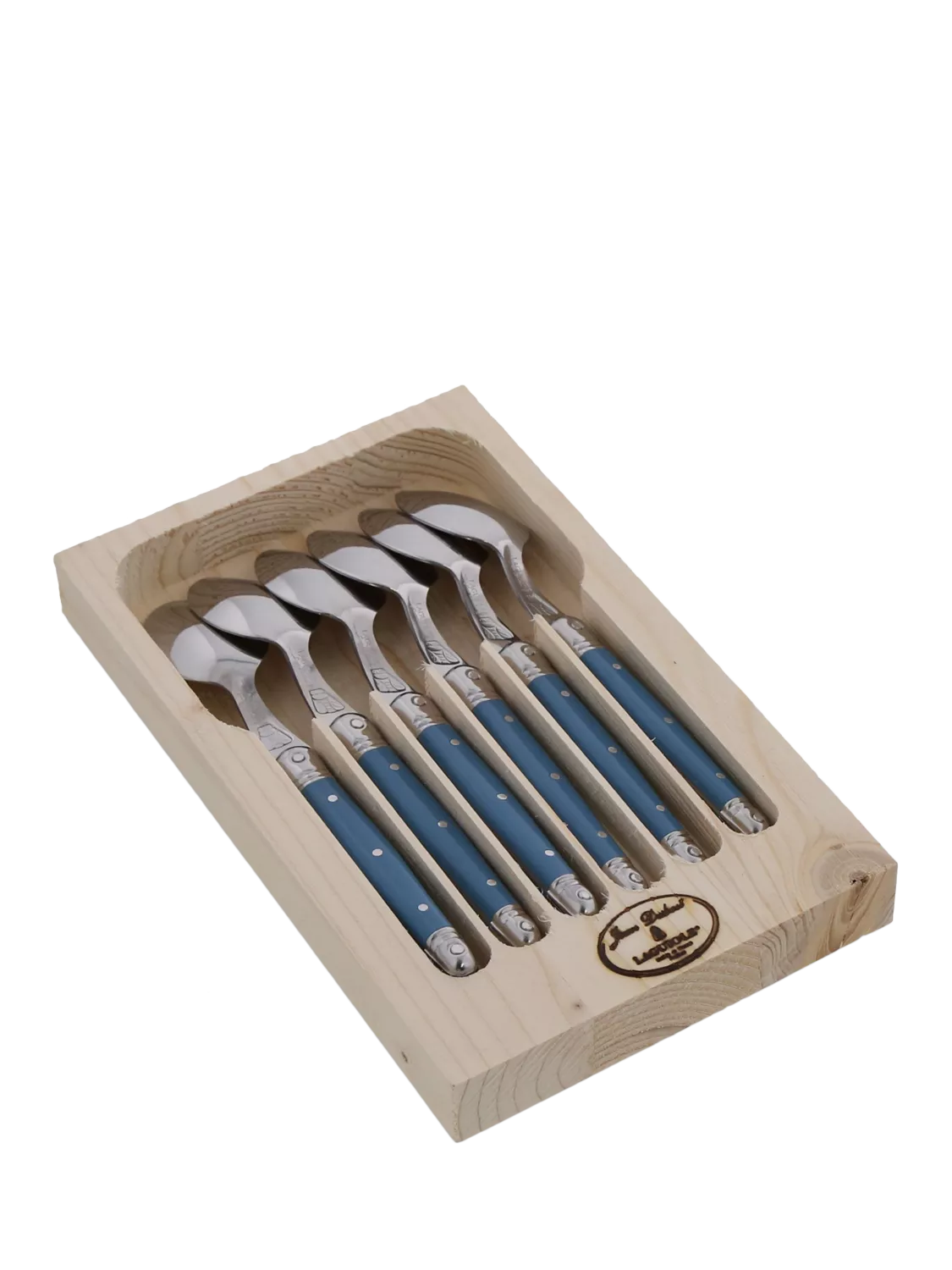 Laguiole teaspoons Arctic Blue set of 6, imported from the UK