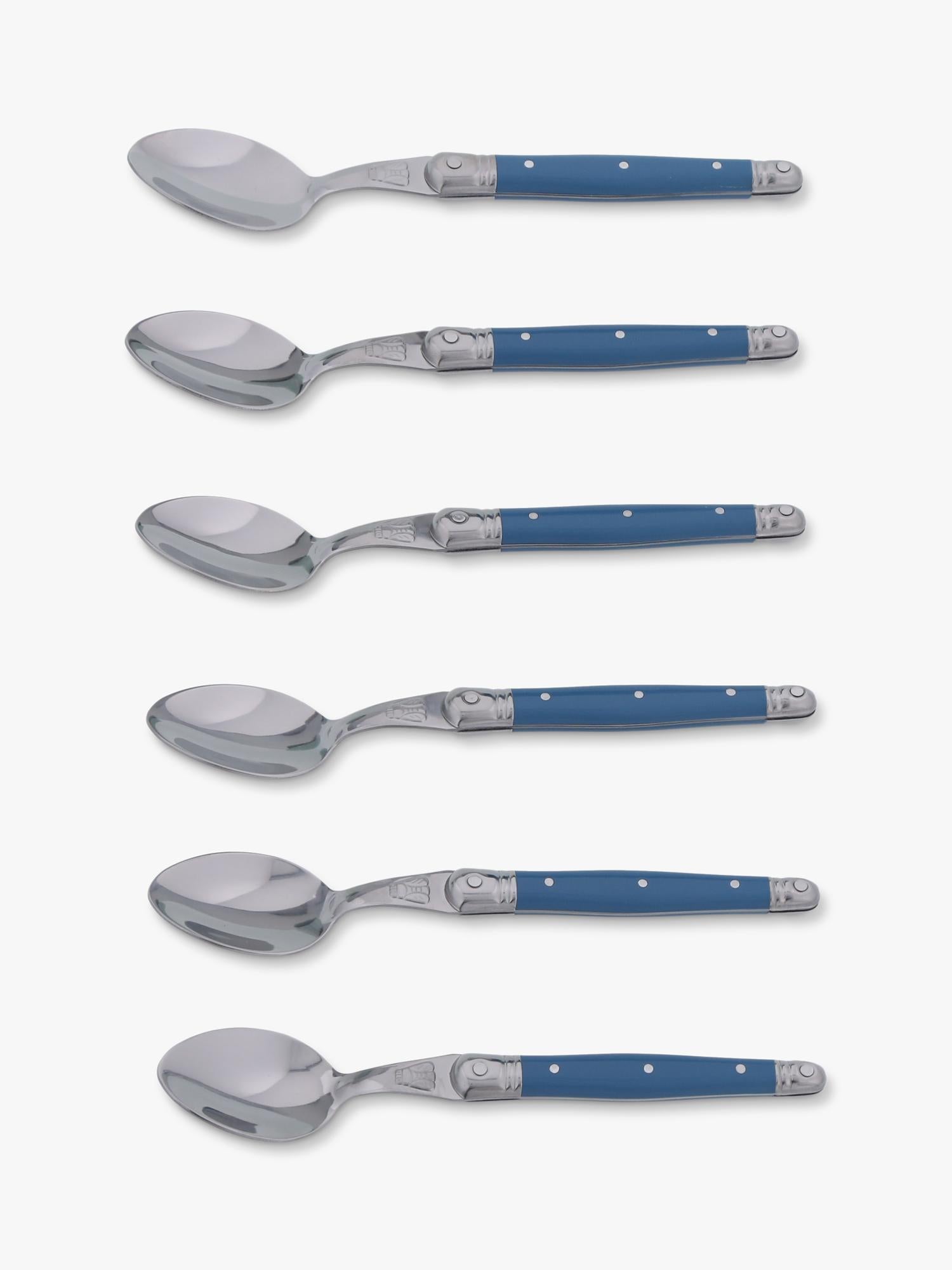 Laguiole teaspoons Arctic Blue set of 6, imported from the UK