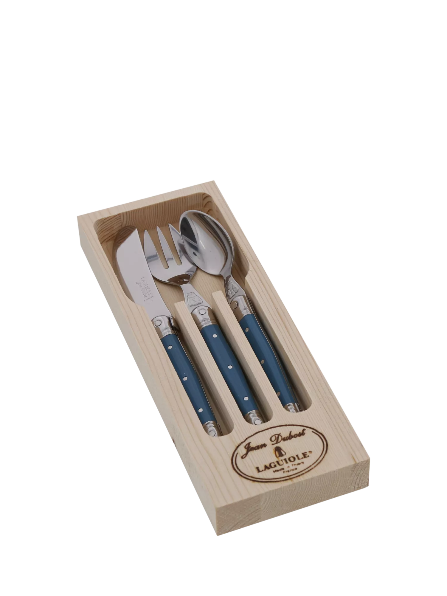 Laguiole children's cutlery set Arctic Blue 3 piece, UK version