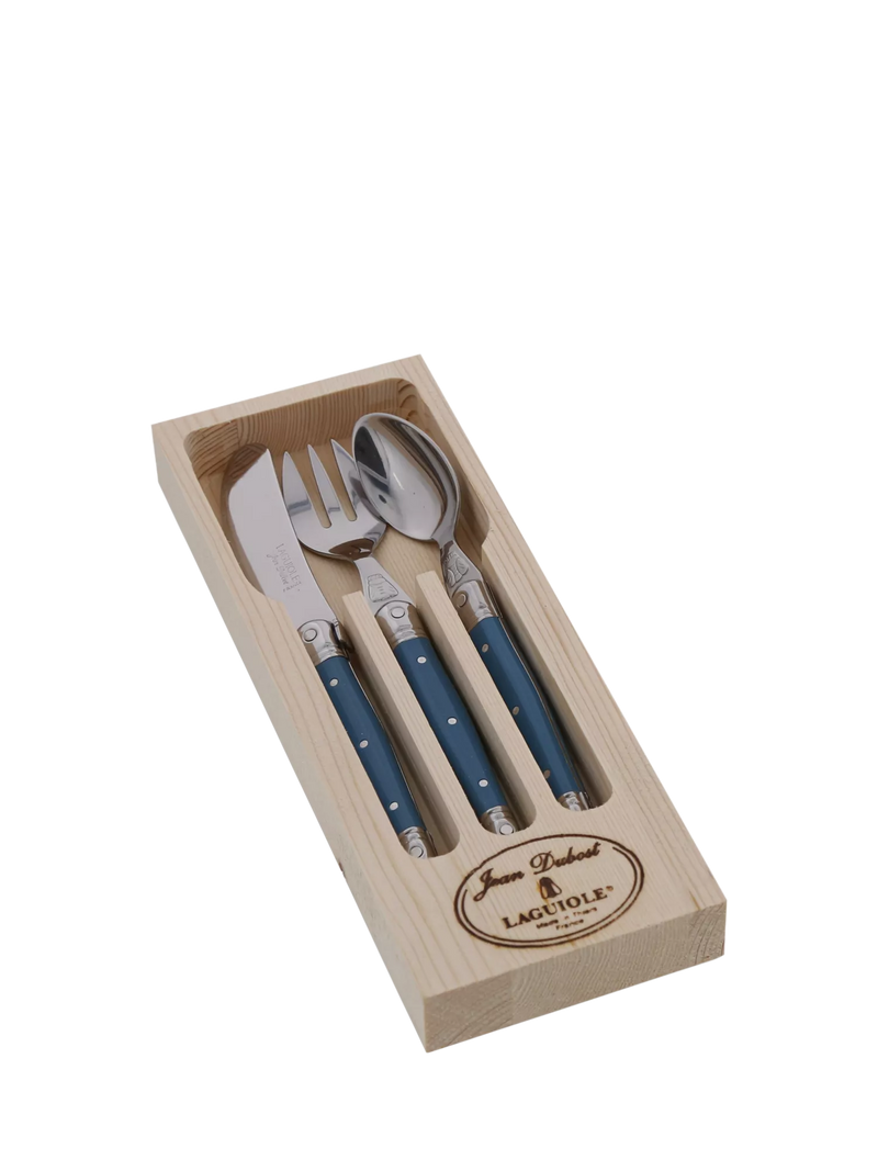 Laguiole children's cutlery set Arctic Blue 3 piece, UK version