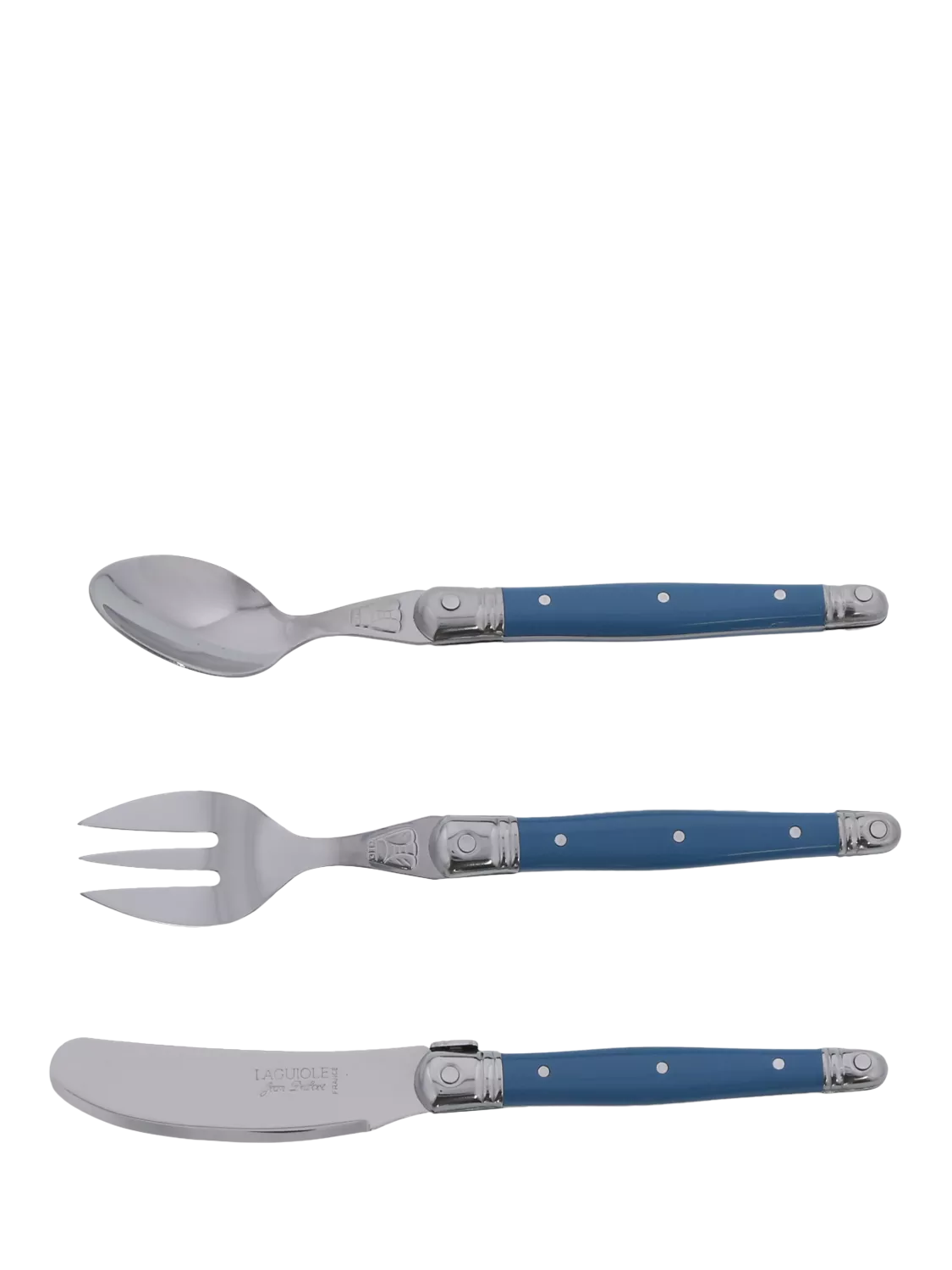 Laguiole children's cutlery set Arctic Blue 3 piece, UK version