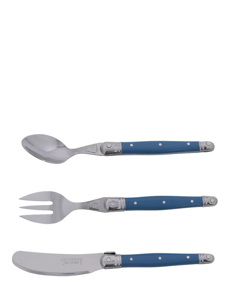 Laguiole children's cutlery set Arctic Blue 3 piece, UK version