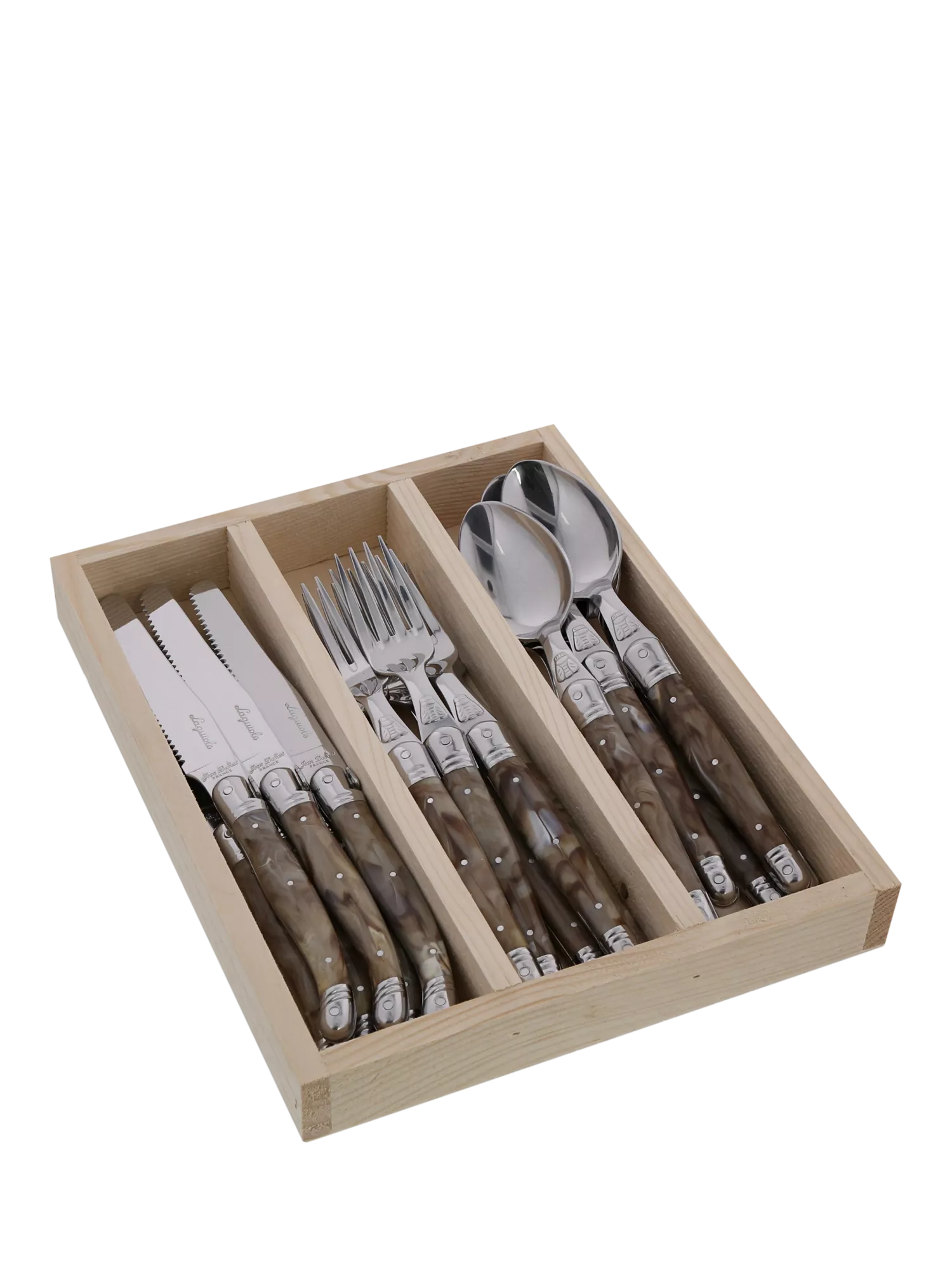 Laguiole cutlery set 18 piece dark horn effect (British brand)