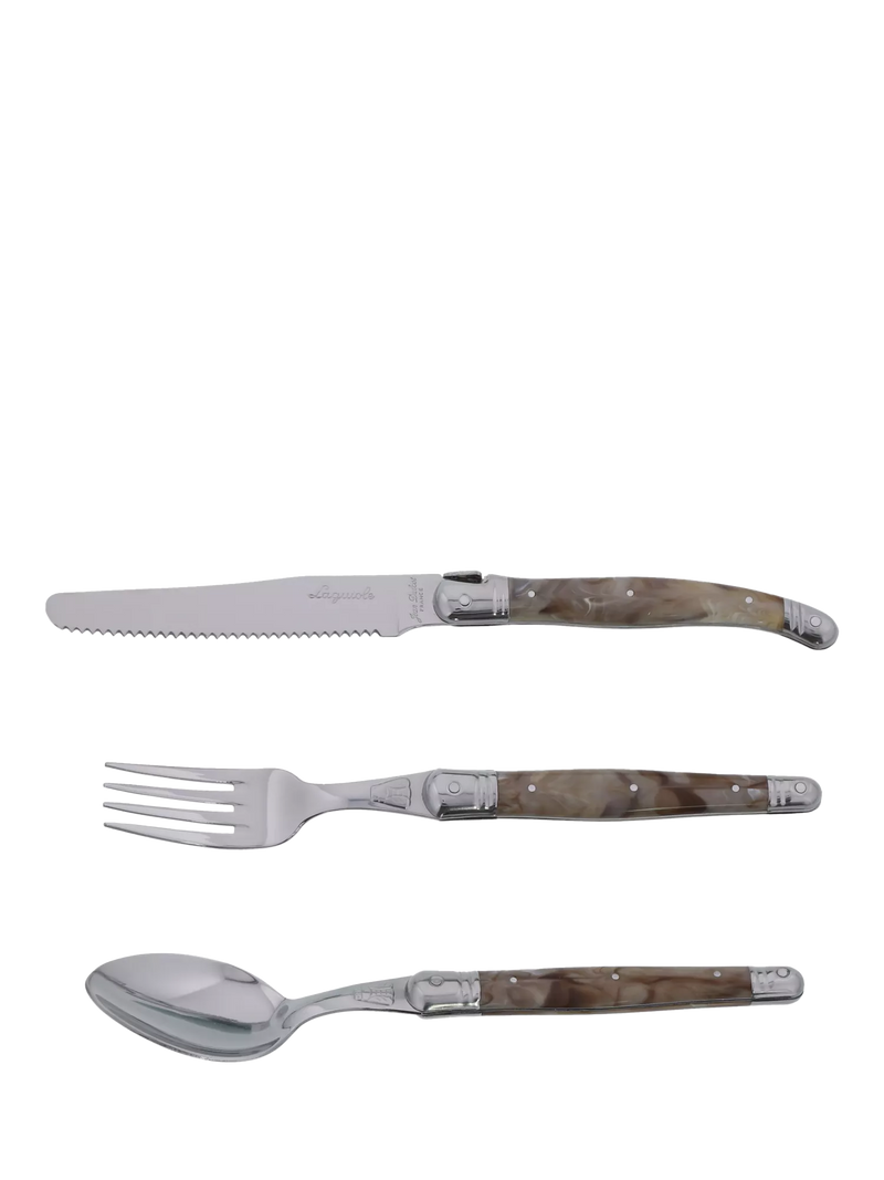 Laguiole cutlery set 18 piece dark horn effect (British brand)