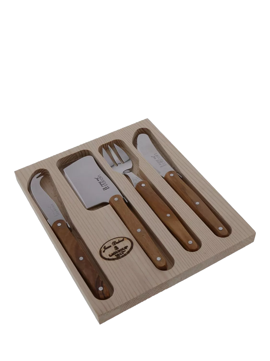 Laguiole cheese knife gift set 4 piece olive wood - British product
