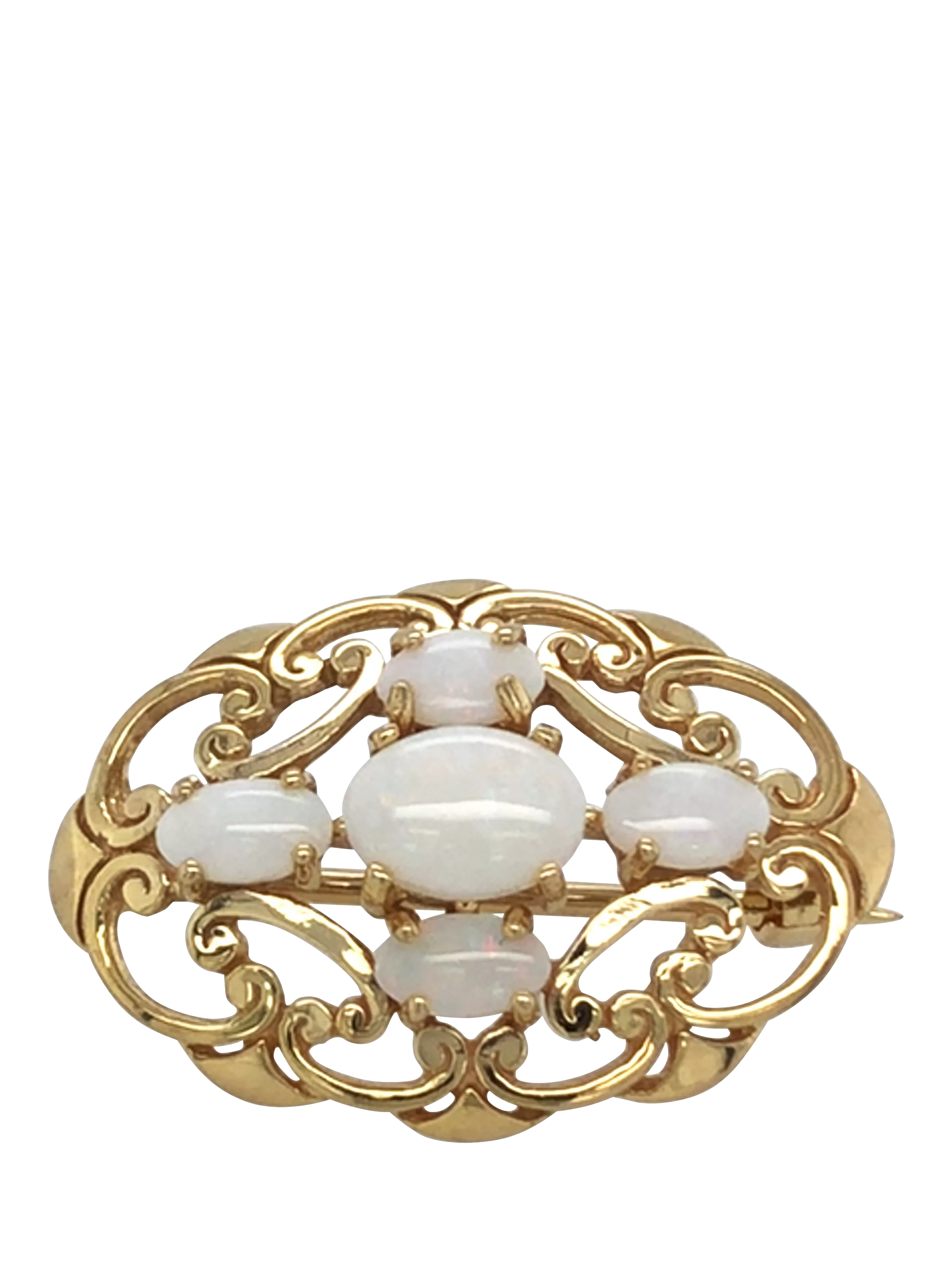 Vintage Fine Jewellery 9ct yellow gold opal brooch, imported from the UK