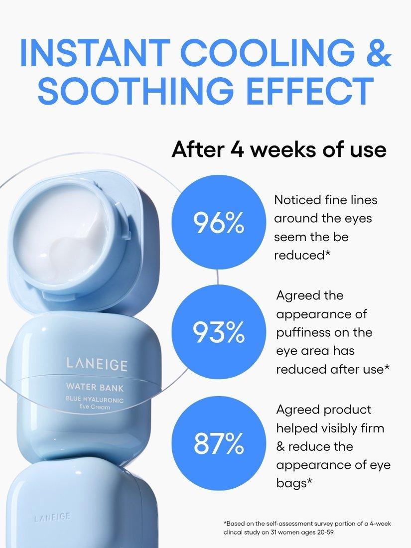 LANEIGE Blue Hyaluronic Eye Cream 25ml, imported from the UK
