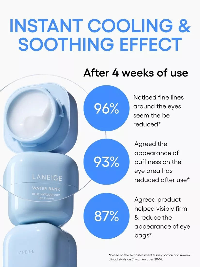 LANEIGE Blue Hyaluronic Eye Cream 25ml, imported from the UK