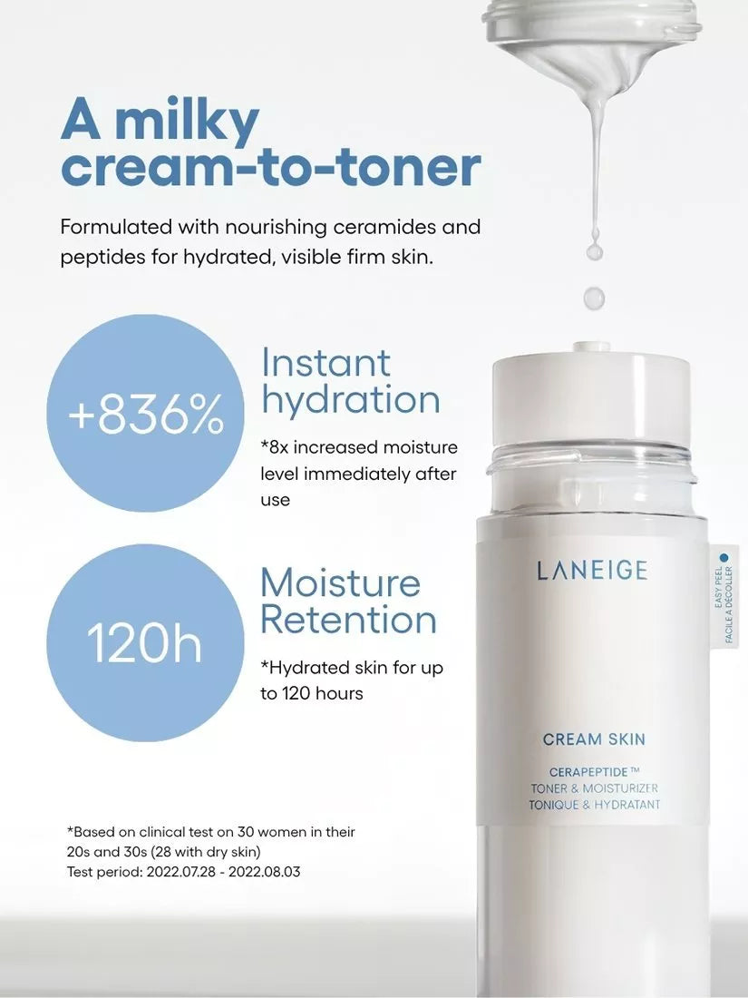 LANEIGE Cream Skin Cerapeptide toner moisturiser 170ml, imported from the UK
