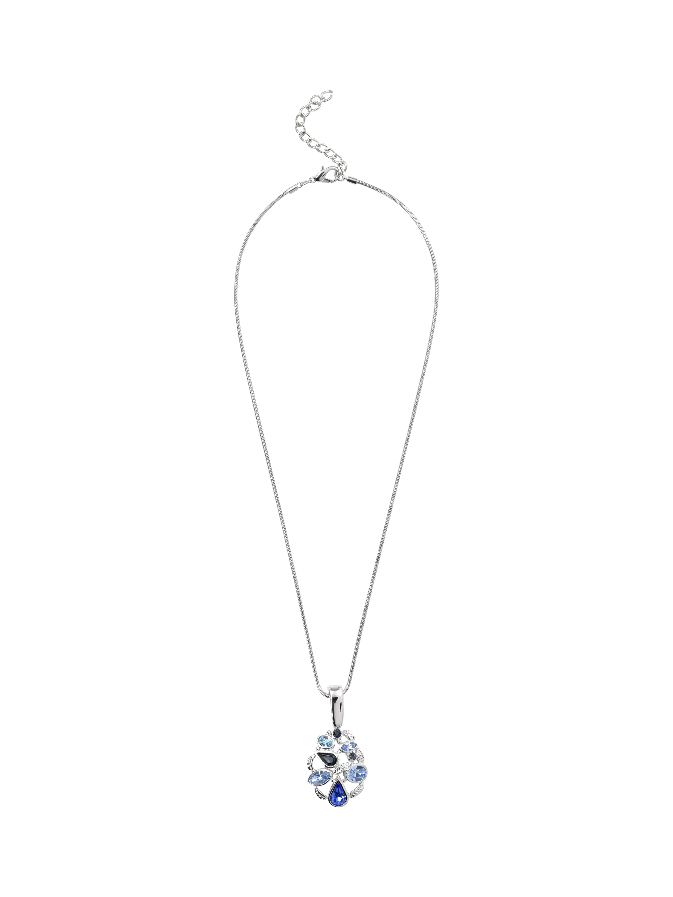 Eclectica rhodium plated detachable pendant blue silver - British product