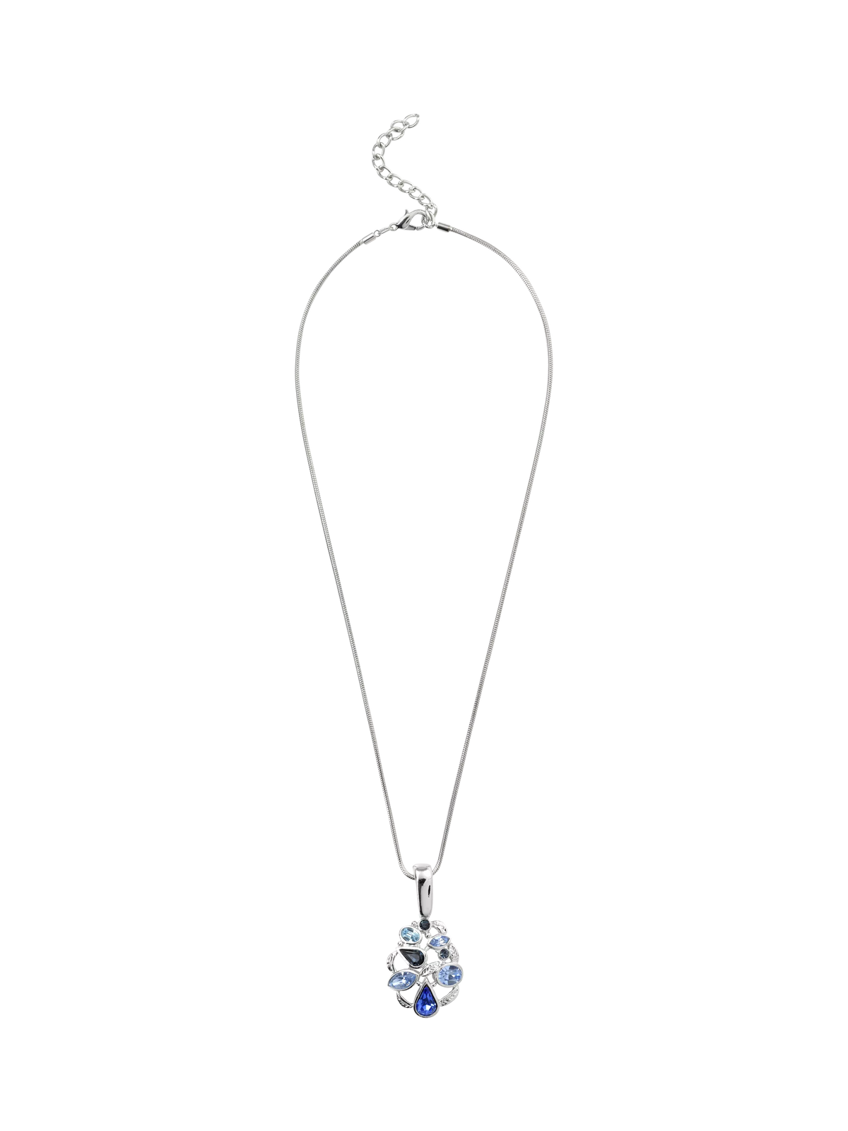 Eclectica rhodium plated detachable pendant blue silver - British product