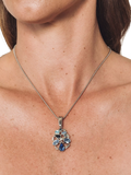 Eclectica rhodium plated detachable pendant blue silver - British product