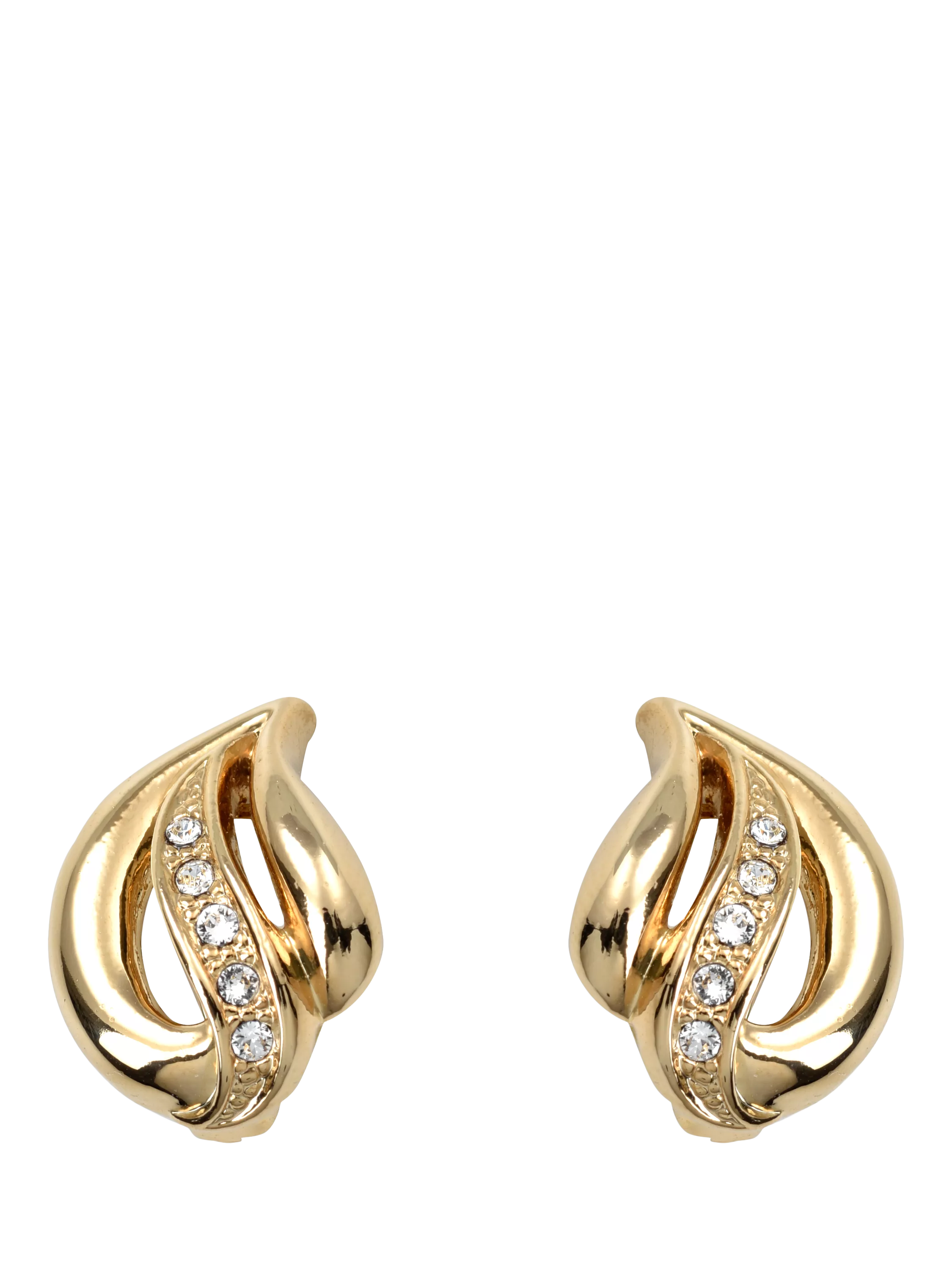 Eclectica gold plated crystal clip-on earrings H2xW1.5cm - British product
