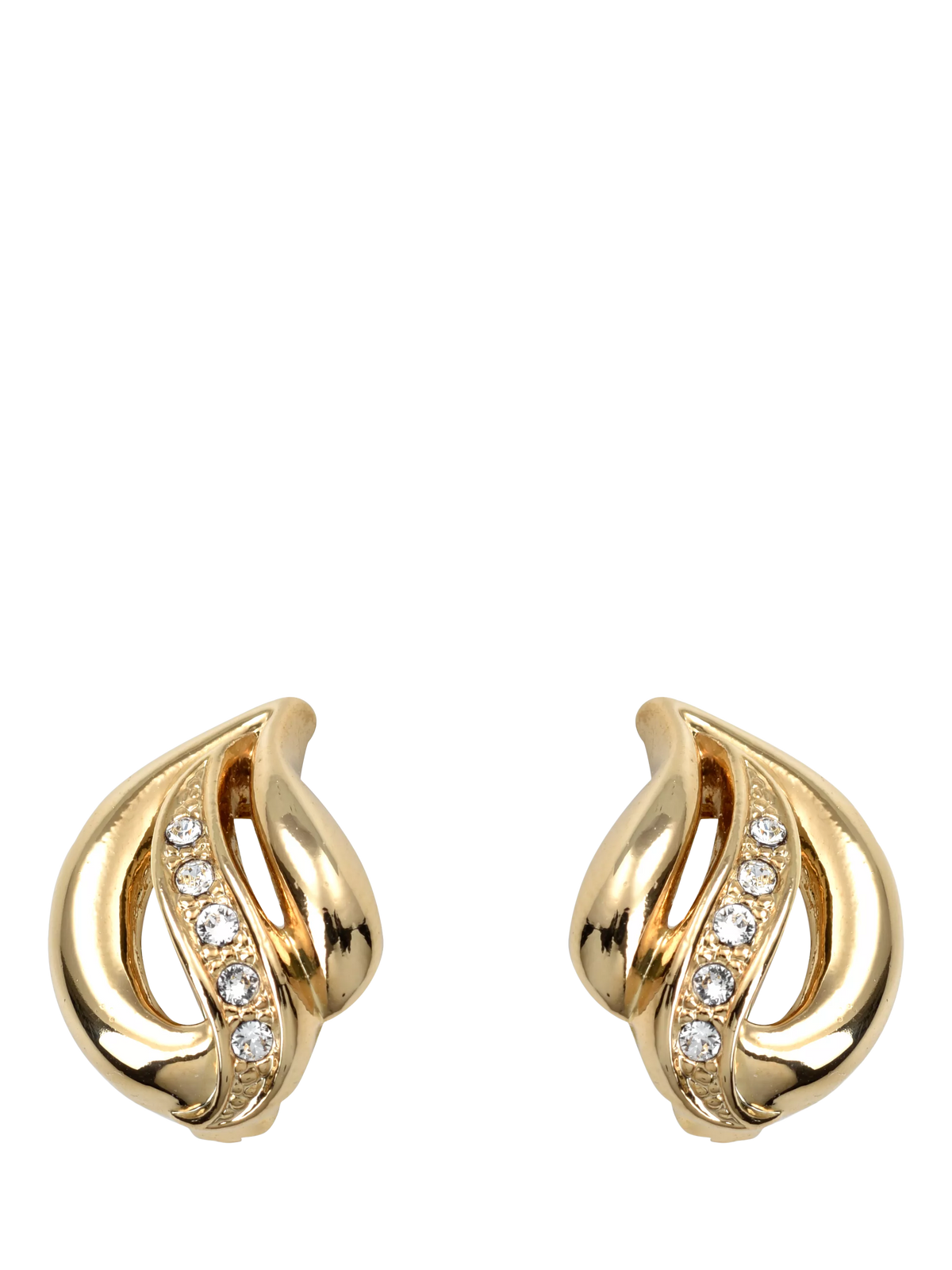 Eclectica gold plated crystal clip-on earrings H2xW1.5cm - British product