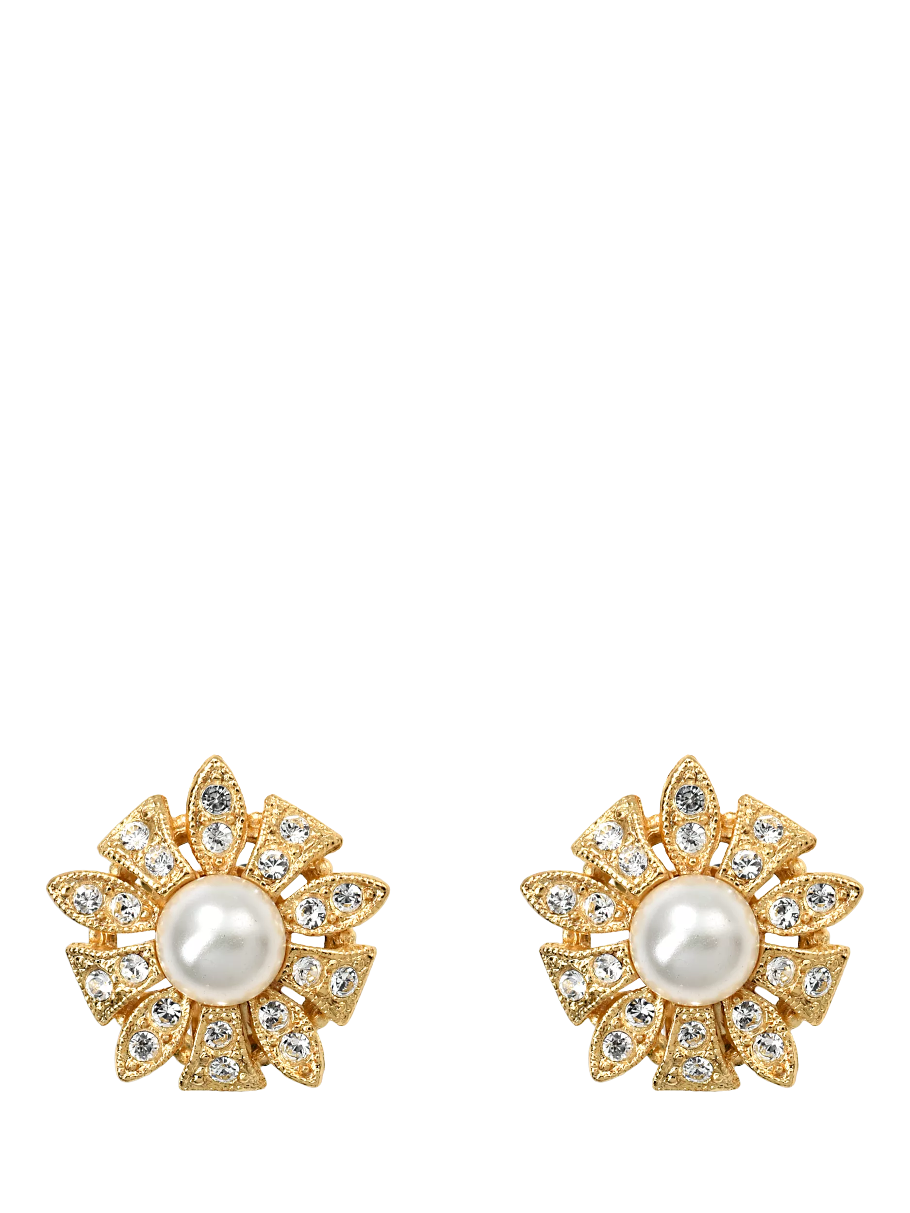 Eclectica clip-on earrings faux pearl crystal floral - British product