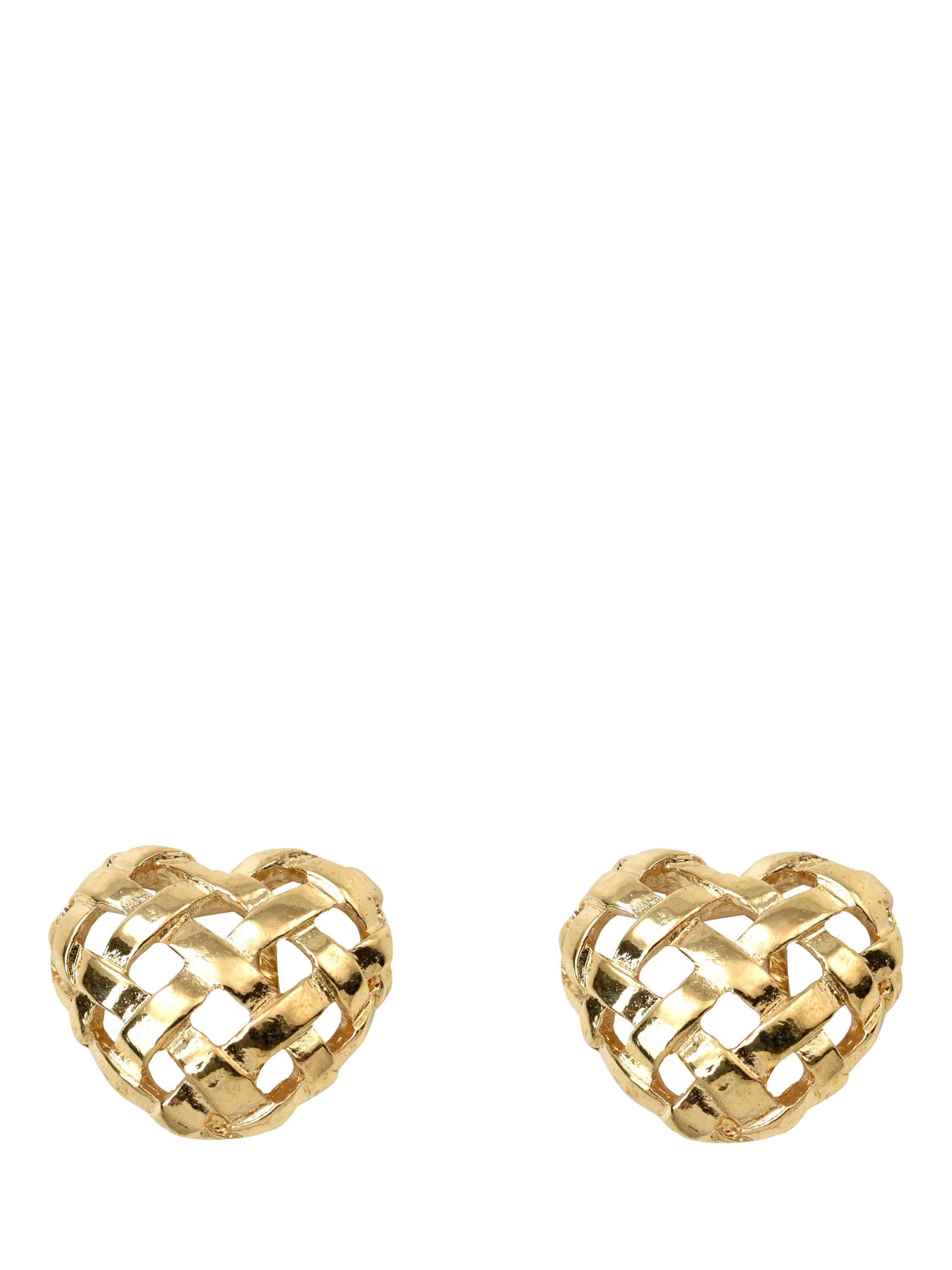 Eclectica gold-plated woven heart clip-on earrings - British product
